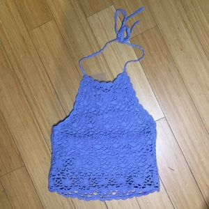 Periwinkle Full Tilt Crop Halter Top